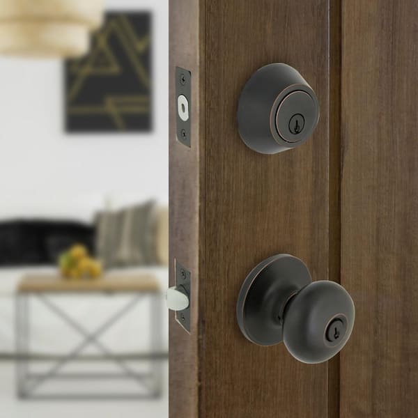 Defiant Simple Series Round Satin Nickel Keyed Entry Door Knob