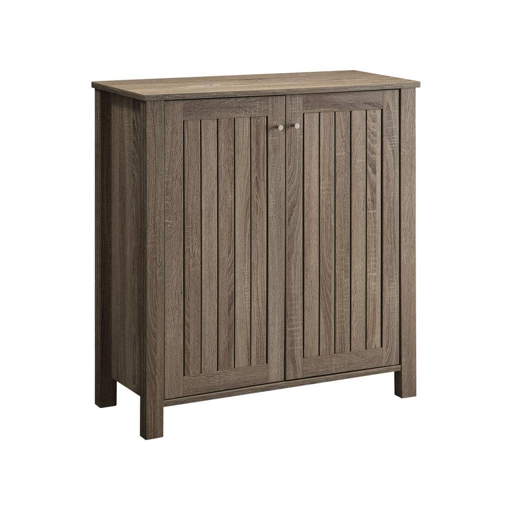 Weathered Brown Transitional 4-Shelf Wooden Shoe Cabinet