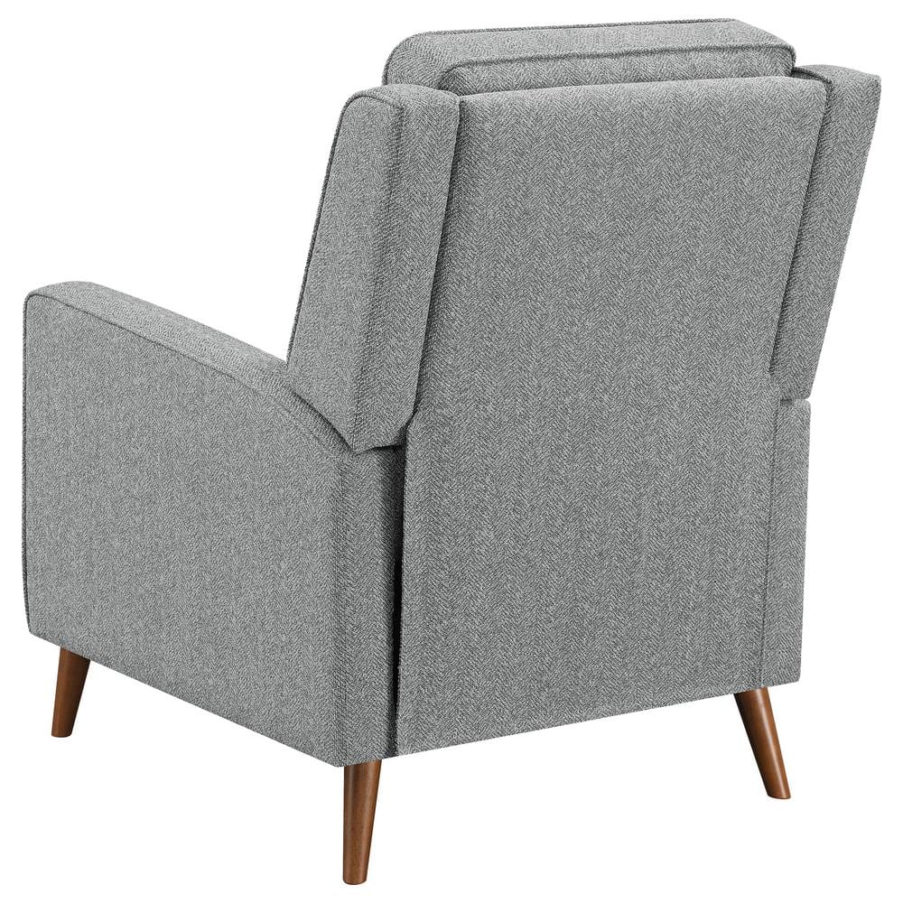 Gray Faux Leather Quilted Tufted Recliner with Pinewood Legs
