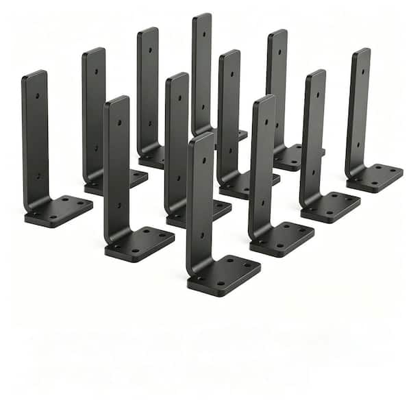 12-Pack 8 in. L Black Floating Shelf Brackets, Wall Shelf Support Brackets with 1/5 in. Thick and 160 lb. Load Capacity
