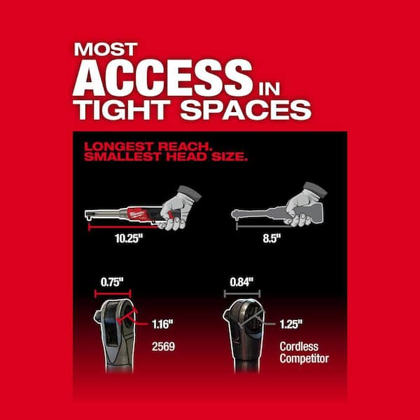 Milwaukee M12 FUEL 12V 3/8 in. Extended Reach High Speed Cordless Ratchet w/M12 LED Underhood Light & (2) M12 HO 2.5 Ah Batteries