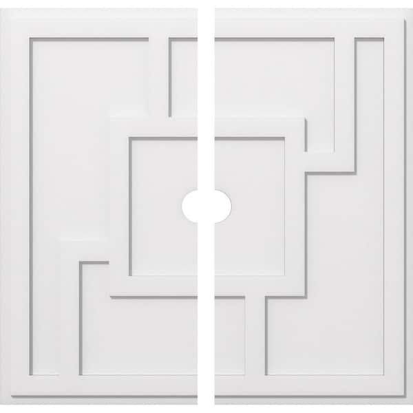 Ekena Millwork 1 in. P X 12-1/2 in. C X 36 in. OD X 3 in. ID Knox Architectural Grade PVC Contemporary Ceiling Medallion, Two Piece