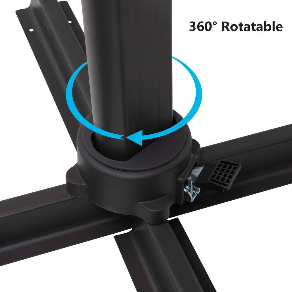 11 ft. Gray Cantilever Patio Umbrella with Steel Pole and 360° Rotation