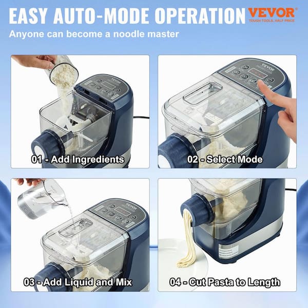 VEVOR Electric Pasta Maker, 150W Automatic Noodle Maker Machine with 8 Pasta Shapes, 4 Intelligent Modes, 500g Flour Capacity Pasta Maker Machine