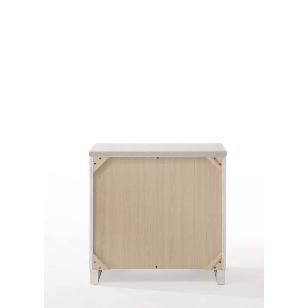 White Gloss Wood and Metal 2-Drawer Nightstand