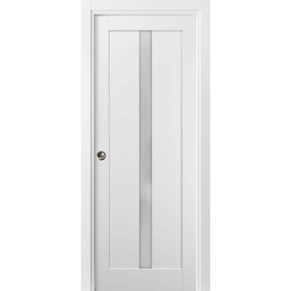 Sartodoors 4112 24 in. x 80 in. Single Panel White Finished Solid MDF ...