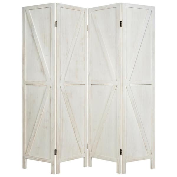 Boyel Living 5.5 ft. White 4-Panel Lightweight Folding Paulownia Wood Room Divider