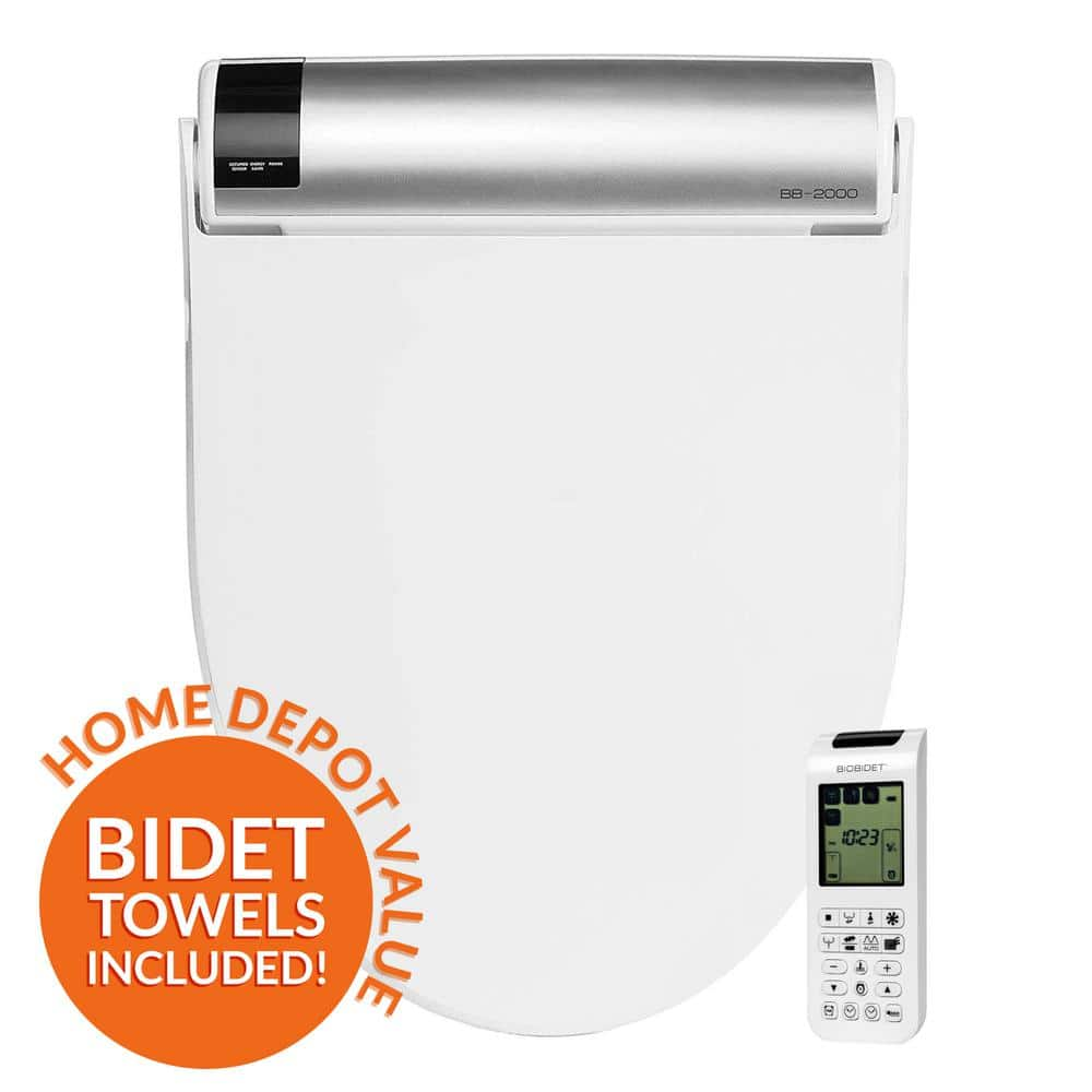 BIO BIDET Bliss BB-2000 Electric Bidet Seat for Elongated Toilets in White with Drylette Towels