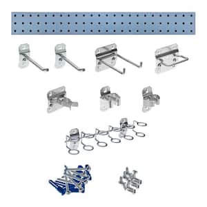 Silver Tool Pegboard Kit with (1) 36 in. x 4.5 in. Steel Square Hole Pegboard and 8-Piece LocHook Assortment