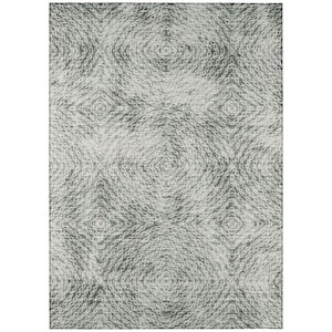 Bravado Grey 8 ft. x 10 ft. Geometric Indoor/Outdoor Washable Area Rug