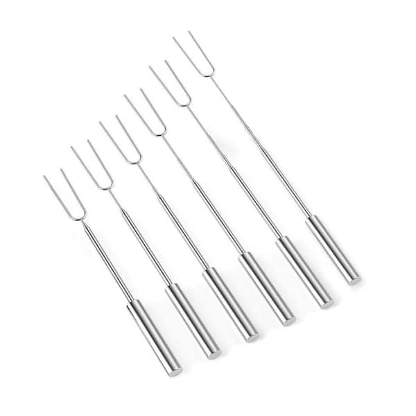6-pack stainless telescopic roasting sticks, dishwasher safe for campfire s'mores & hot dogs