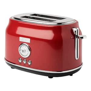 Dorset 1500-Watt 2-Slice Wide Slot Red Retro Toaster with Removable Crumb Tray and Adjustable Settings