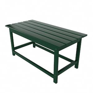 Mason Dark Green Poly Plastic Fade Resistant Outdoor Patio Rectangle Adirondack Coffee Table