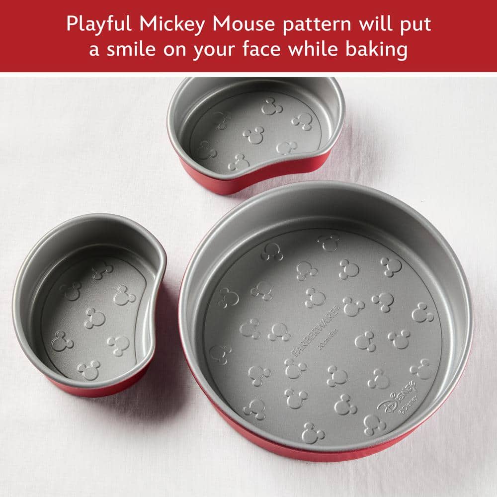 Farberware Red Nonstick 3-Piece Mickey Mouse Cake Pan Set