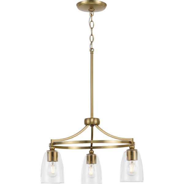 Parkhurst 21 in. 3-Light Brushed Bronze New Traditional Chandelier with Clear Glass Shades for Dining Room
