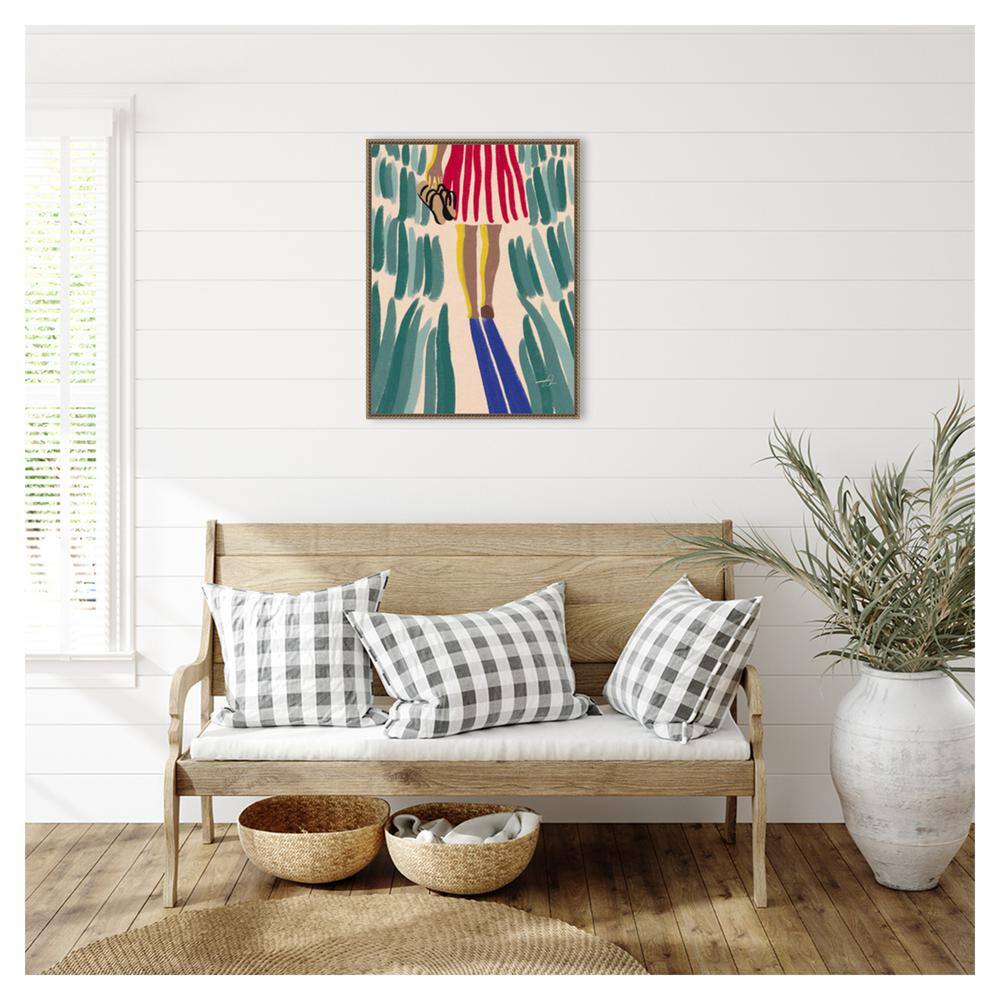 Walking Barefoot in Summer Grass Abstract Canvas Print with Bronze Frame