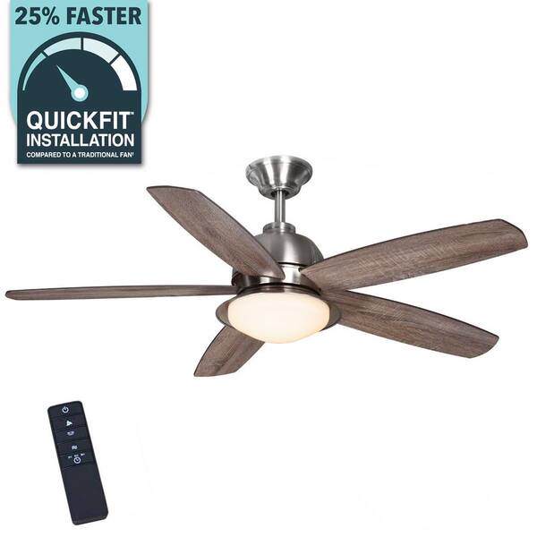 Ackerly 52 in. Indoor/Covered Outdoor LED Brushed Nickel Ceiling Fan with Light Kit and Remote Control