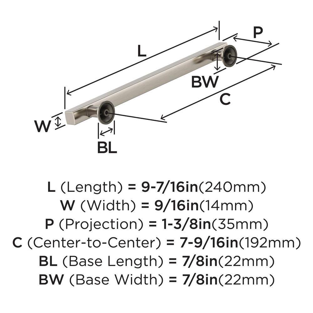 Satin Nickel 7-9/16 Inch Modern Cabinet Pull