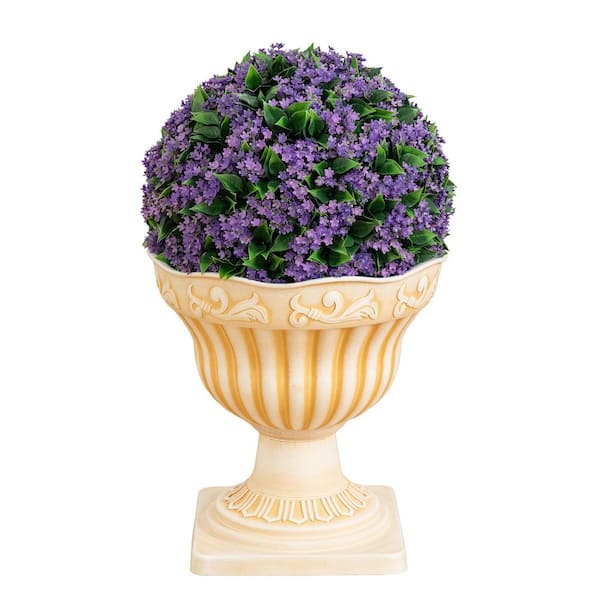 22 in. Artificial UV Resistant Mixed Flower Ball Topiary in Decorative Urn Planter (Indoor/Outdoor)