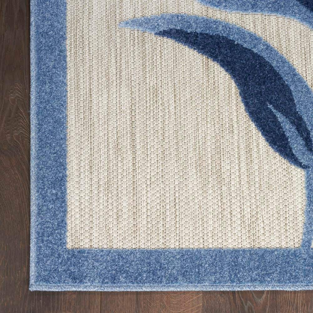 Blue/Grey Floral Synthetic 6' x 9' Flat Woven Rug