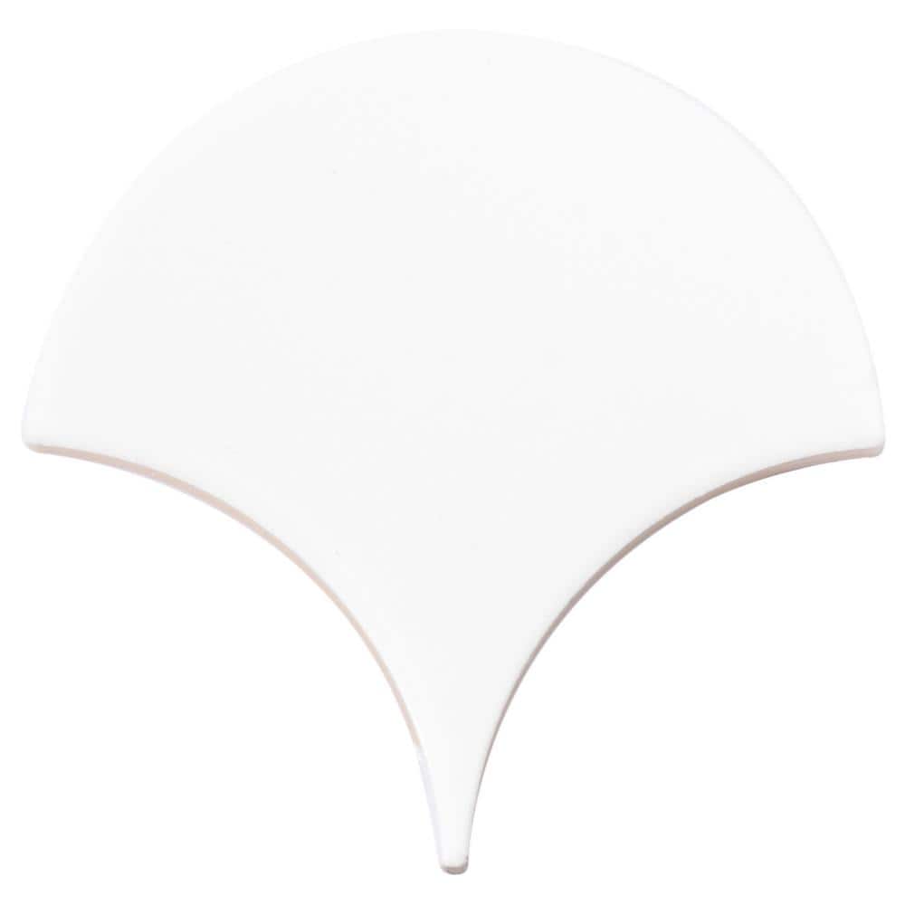 Pure White 2" x 5" Ceramic Fish Scale Wall Tile