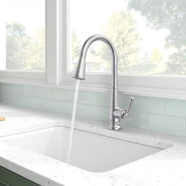 Palestra Single Handle Pull Down Sprayer Kitchen Faucet with Dual Spray in Stainless Steel