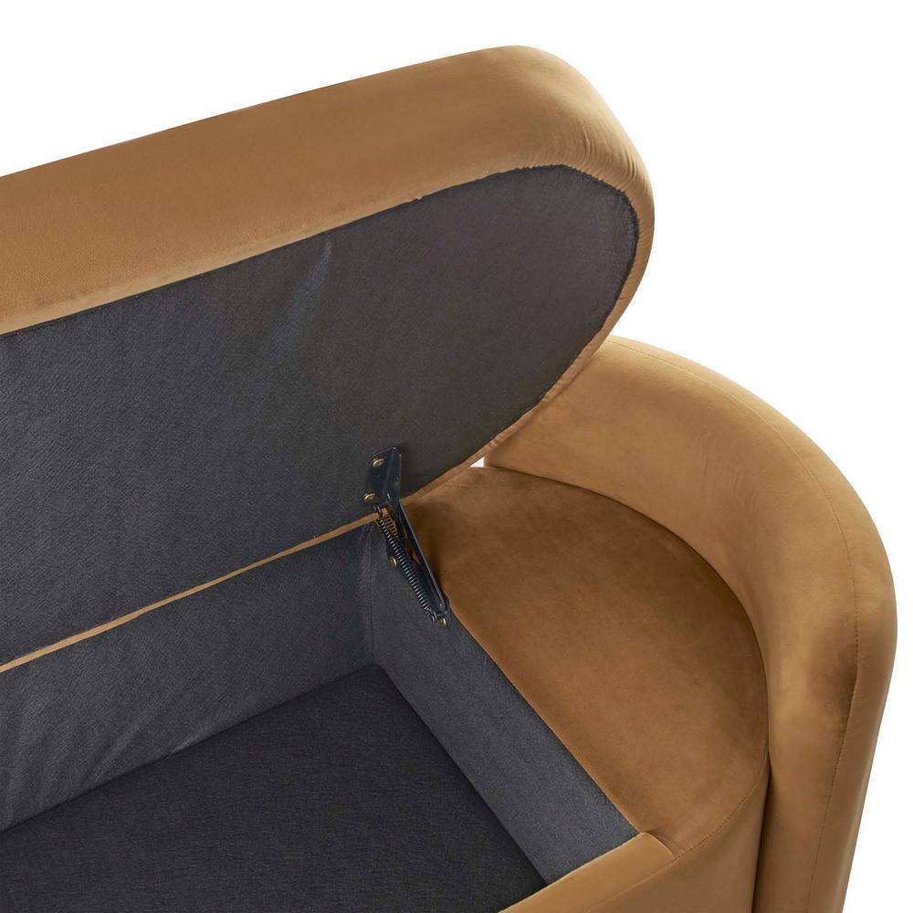 Nebula Cognac Performance Velvet 62" Storage Bench