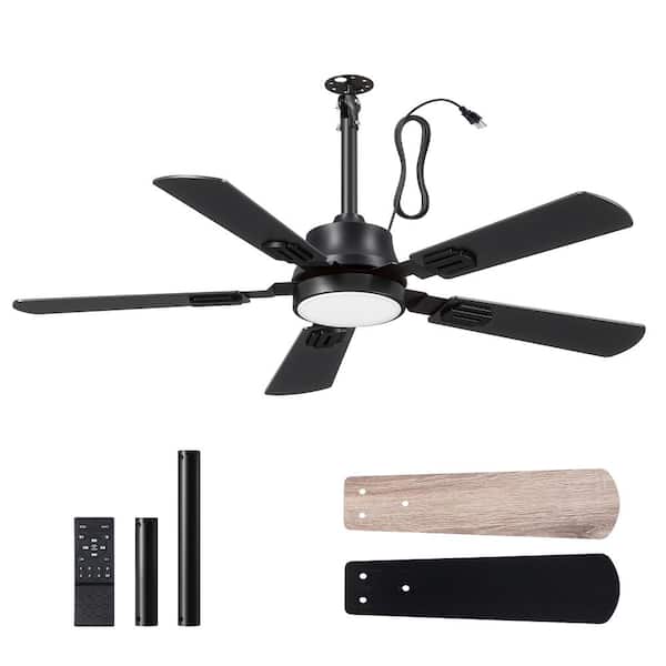 42" Outdoor Ceiling Fan with Light, IP66 Waterproof Gazebo Hanging Fan, 4800 CFM, APP/Remote Control, 5 Wood Blade,Black
