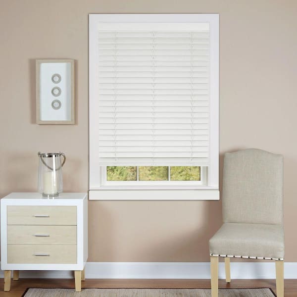 ACHIM White Cordless 2 in. Faux Wood Madera Falsa Plantation Blind - 23 in. W x 64 in. L (Actual Size 22.5 in. W 64 in. L )