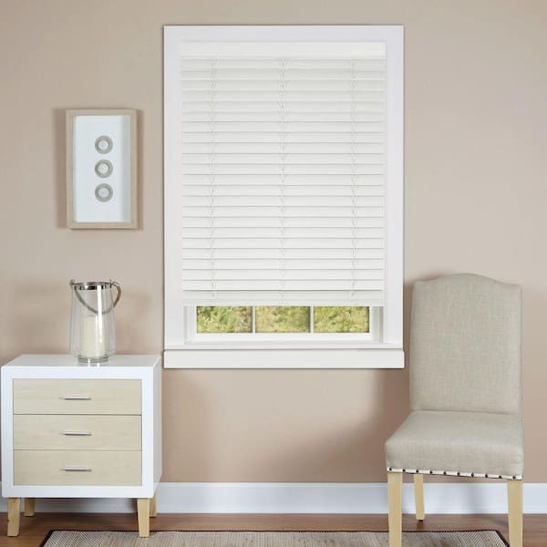 ACHIM Madera Falsa White Cordless Room Darkening Faux Wood Blind with 2 in. Slats 30 in. W x 64 in. L