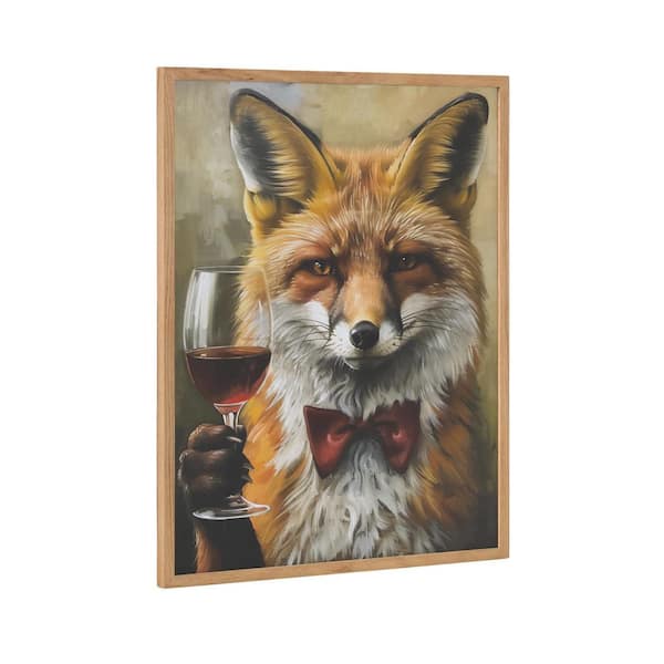 Kate and Laurel Gallery Traditional Fox Wine Tasting by The Creative Bunch Studio Natural Framed Art Print 16 in. x 20 in.
