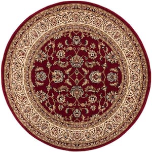 Barclay Sarouk Red 5 ft. Traditional Floral Round Area Rug