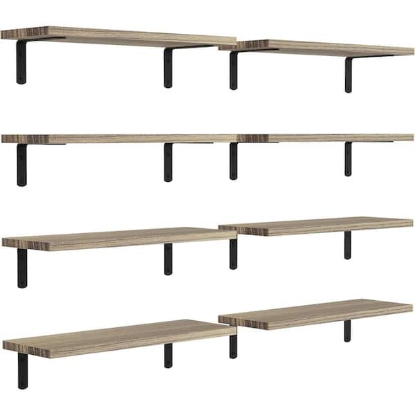 Unbranded 5.9 in. W x 16.5 in. D Rustic Brown Wood Floating Shelves for Wall Decor 8 Decorative Wall Shelf