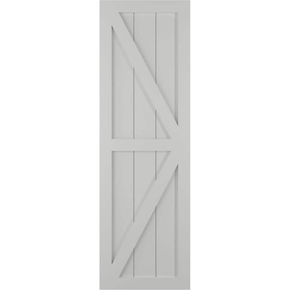 12 in. x 34 in. PVC 2-Equal Panel Farmhouse Fixed Mount with Z-Bar Board and Batten Shutters Hailstorm Gray price history on PriceWatchPro