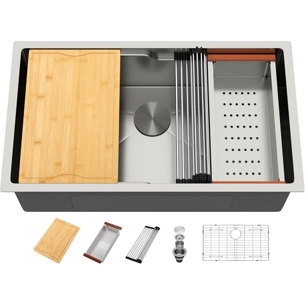 22 in. Drop-In Stainless Steel 16-gauge Kitchen Sink in Single Bowl Sink wi