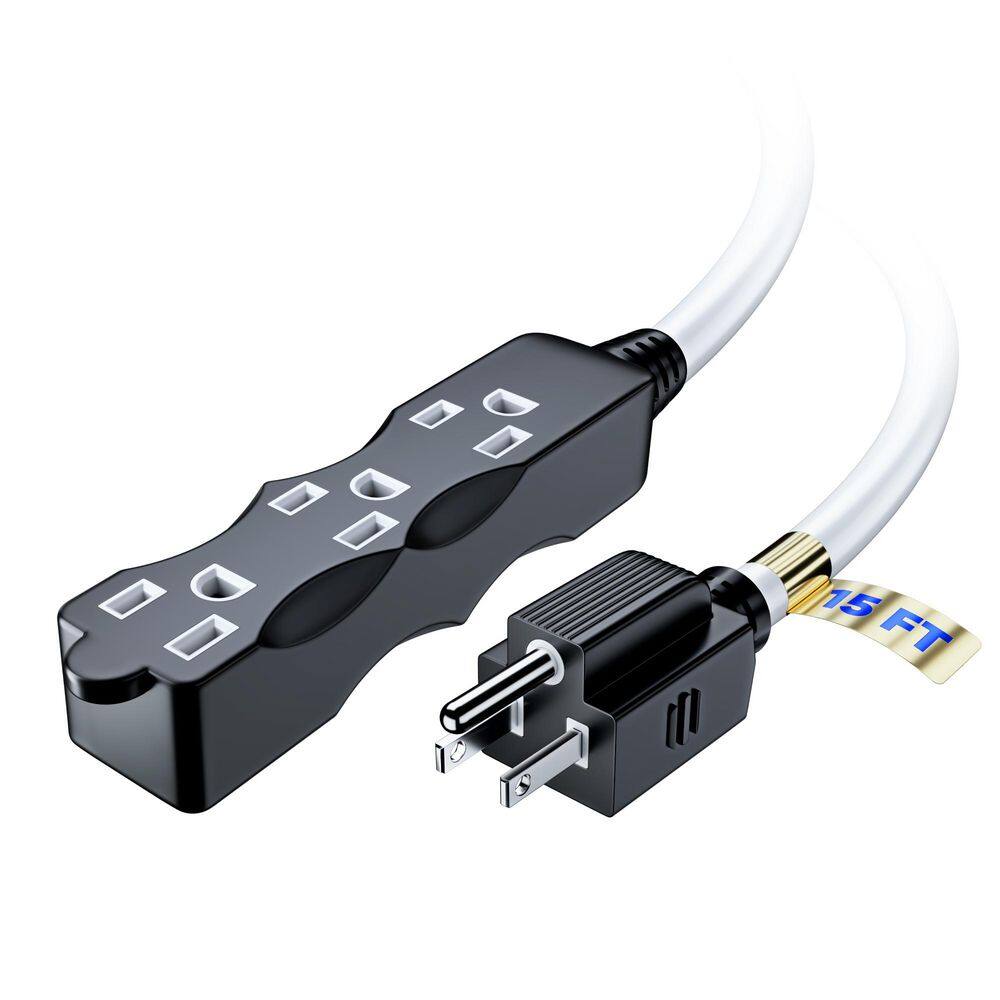 15 ft. 16 / 3 Light Duty Indoor I-Shaped Extension Cord, 3-Outlet, 13 Amps, Black with White Indicators price history on PriceWatchPro