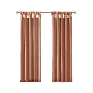 Natalie Spice Solid Polyester 50 in. W x 84 in. L Room Darkening Twisted Tab Curtain with Lining
