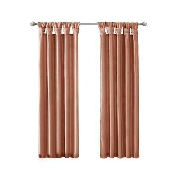 Madison Park Natalie Spice Solid Polyester 50 in. W x 108 in. L Room Darkening Twisted Tab Curtain with Lining