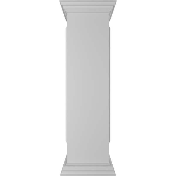 Ekena Millwork Straight 48 in. x 12 in. White Box Newel Post with Panel, Flat Capital and Base Trim (Installation Kit Included)