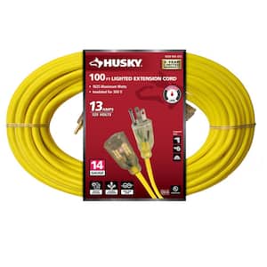100 ft. 14/3 Medium Duty Indoor/Outdoor Extension Cord with Lighted End, Yellow