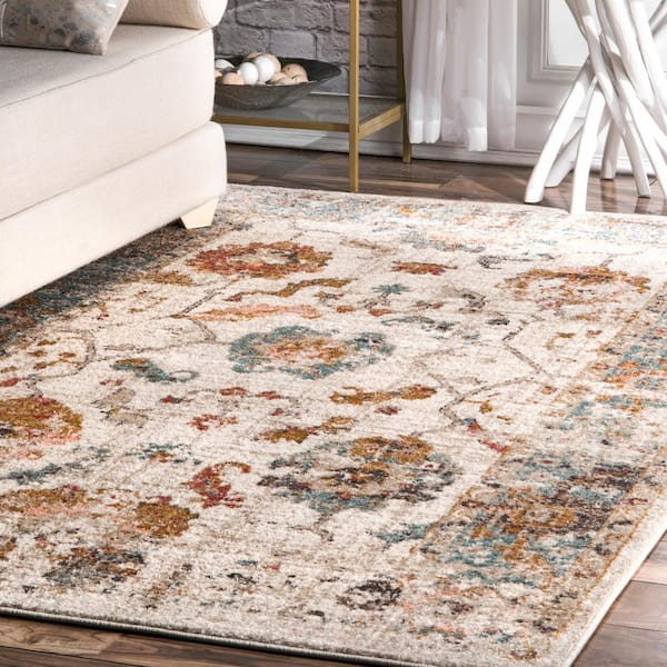 Cecil Vintage Floral Beige 12 ft. x 15 ft. Living Room/Bedroom/Dining Room Area Rug