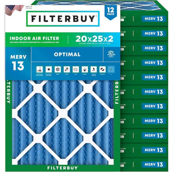 20 in. x 25 in. x 2 in. MERV 13 (FPR 10) Health Defense Pleated HVAC AC Furnace Air Filters Replacement (12-Pack)