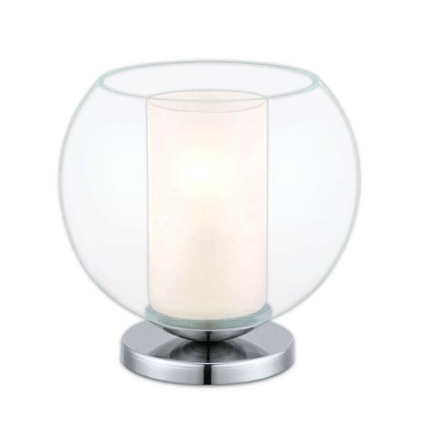 EGLO Bolsano 7.87 in. Chrome and Clear Table Lamp