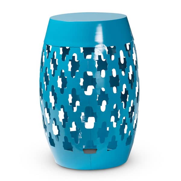 Baxton Studio Branson Blue Metal Outdoor Side Table
