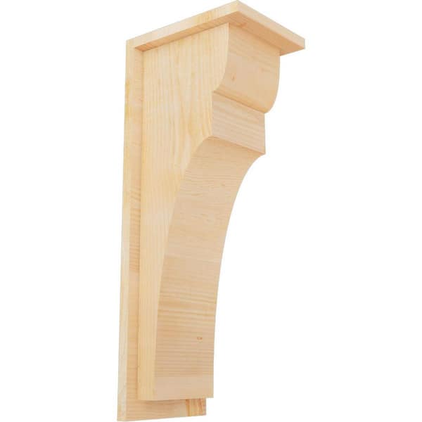 Ekena Millwork 8 in. x 10 in. x 26 in. Douglas Fir Yorktown Rough Sawn Corbel with Backplate