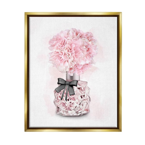 The Stupell Home Decor Collection Pink Flower Perfume Glam Fashion Design by Ziwei Li Floater Frame Nature Wall Art Print 31 in. x 25 in.