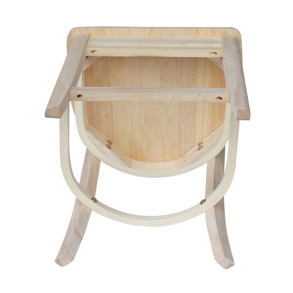 Emily Solid Parawood Counter Height Stool, 24" Seat, Unfinished