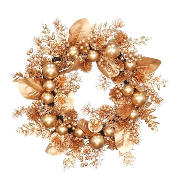 24 in. Artificial Christmas Wreath with Pinecones and Berries