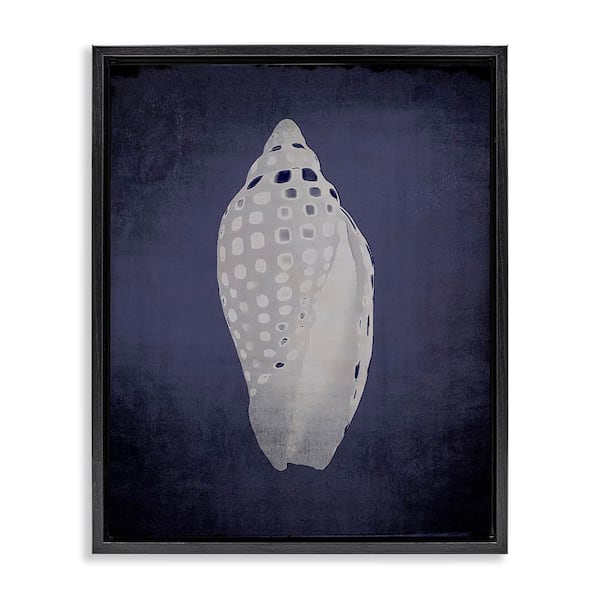 Junonia on Indigo by Graffi tee Studios Black Floater Frame Coastal Graphic Art Print 21 in. x 17 in.