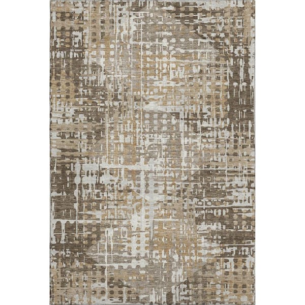 Mayfield Premium Machine Washable Abstract AMF2116 Brown 8 ft. x 10 ft. Area Rug